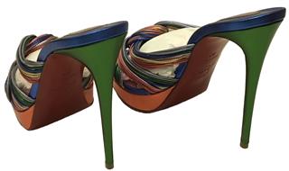CHRISTIAN LOUBOUTIN MULTITASKI ALTA 120 PLATFORM SANDALS METALLIC HEELS SZ 37